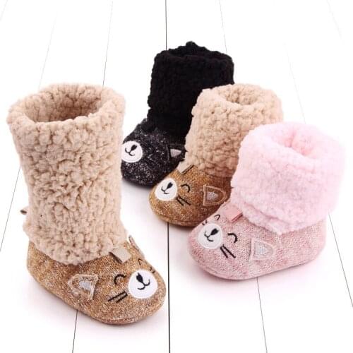 2021 Winter Cute plush Shoes Warm Baby Girl Boys Boots Infant First Walkers Newborn Non Slip Shoes Patucos Bebe Recien Nacido