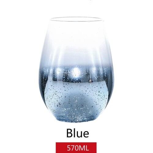 570ml Gradient Glass Egg Design Wine Glass Beer Whiskey Juice Milk Cup Large Capacity Plating Family Bar Cup 3 Color Gift Cups