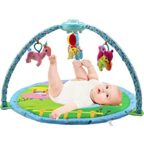 85cm Baby Cute Cartoon Animal Play Mat Girls Boys Soft Projection Music Fitness Climb Play Game Blankets Mobile Phone Straps