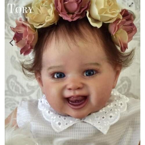 22 Inch Reborn Baby Accessories DIY Blank Smiling Tori Kit With Body Eyes Fresh Color Soft Vinyl Unpainted Unfinished Doll Part