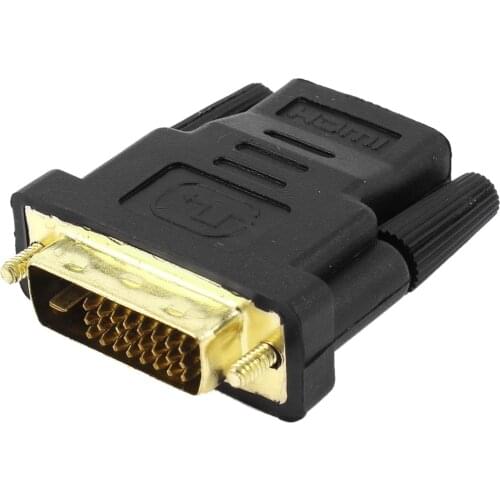 Gold Tone DVI-D Dual Link 24+1 Male to HDMI Female Audio Video Adapter Connector