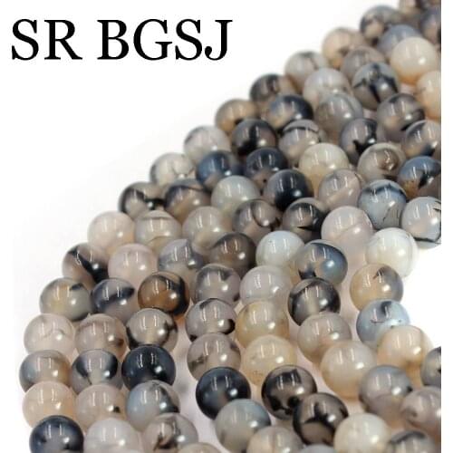 Free Shipping 8mm Round Black Crackle Agat Gems Natural Stone DIY Loose Beads Strand 15"