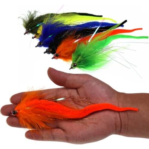 Bimoo 2PCS 2/0 Dragontail Fly for Bass or Muskie Fishing Lures for Big Game Fly Fishing Streamer Fly
