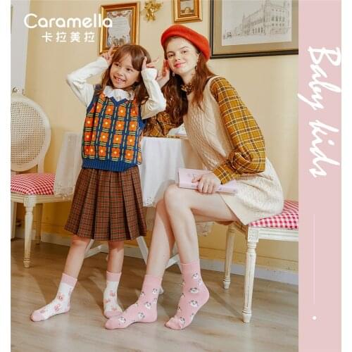Caramella 3 Pairs/Lot Women Socks Parent-Child Socks Thick Cotton Terry Socks Cute Cartoon Animal Warm Socks for Winter