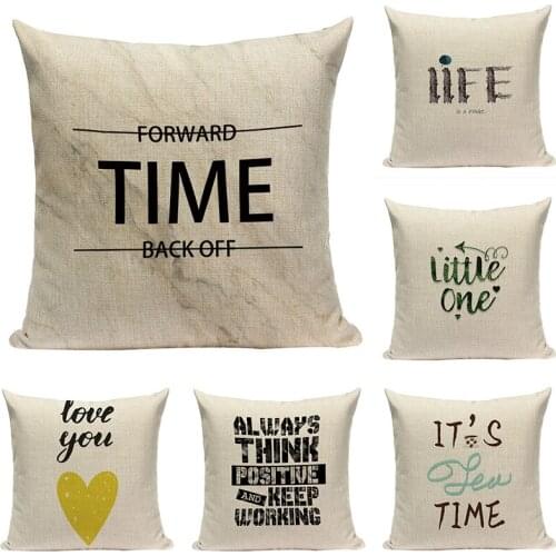 Time Alphabet PillowCase Home Feather Drifting Bottle Bedroom Bed Decor Polyester Pillow Case Letter Love Cushion Cover45cm*45cm