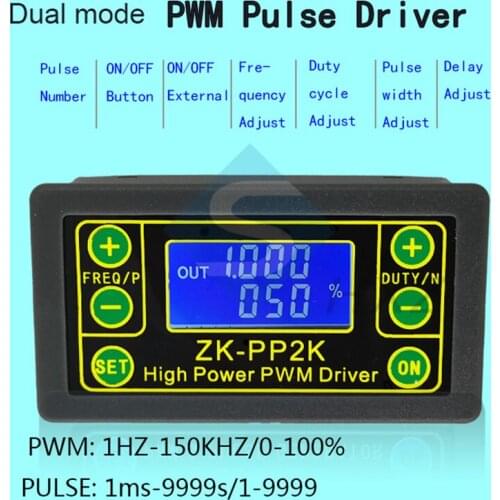 DC 3.3~30V 12V 24V ZK-PP2K PWM Motor Speed Controller regulator 8A 150W Adjustable LED Dimmer Pulse Frequency Duty Ratio