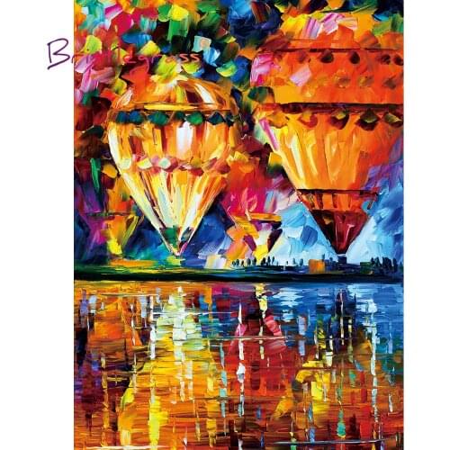BRISTLEGRASS Wooden Jigsaw Puzzles 500 1000 Pieces Fire Balloon Educational Toy Collectibles Decorative Paintings Art Home Decor