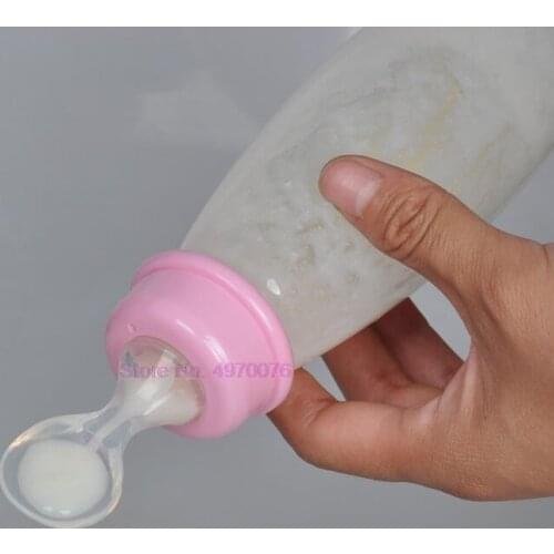 DHL 50pcs Safety PP Baby Bottle With Cover Supplement Food Rice Cereal Bottles Squeeze Spoon Baby Drinker Milk Feeding Bottles