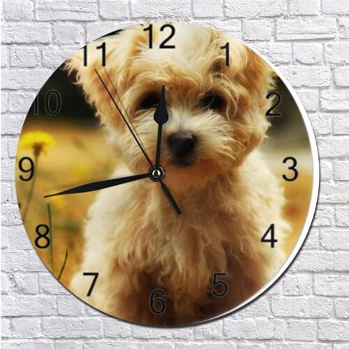 Home Decor Clocks Dogs Pattern Numeral Digital Dial Mute Silent Digital Clock Battery Operated Clocks Kitchen Wall Decor Clocks