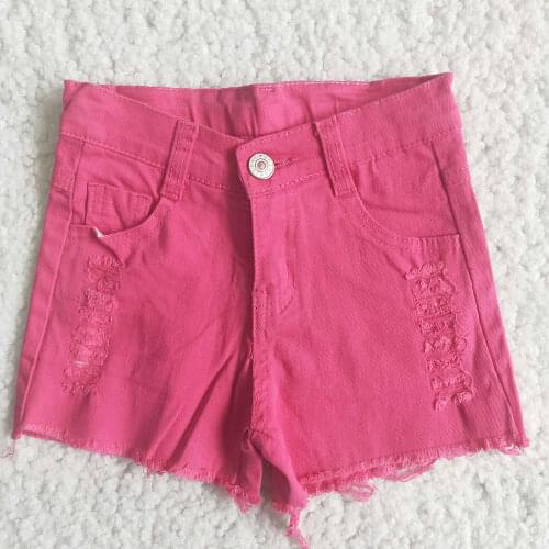 High Quality Children Washed Jeans Solid Color Button Denim Shorts Summer Fashion Toddler Girls Boutique Shorts
