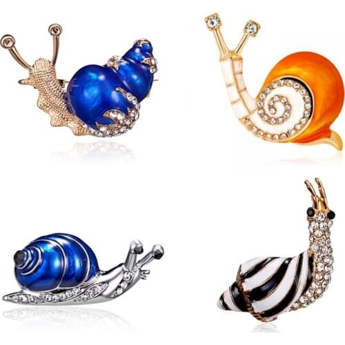 Enamel Cute Snails Brooches Decorative Brooches Pins For Women Men Crystal Brooch Bijouterie Animal Brooches Jewelry