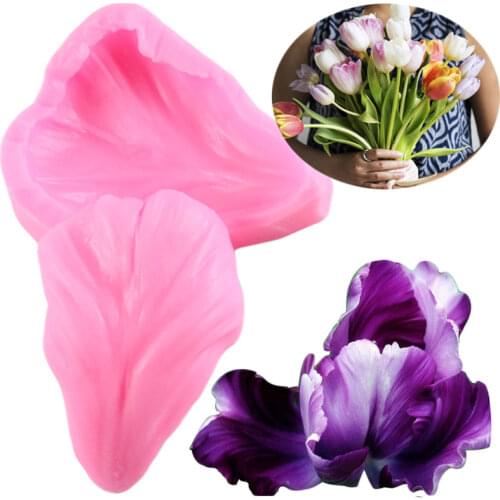 Lily Petal Embossing Silicone Mold Flower Making Polymer Clay Molds Fondant Cake Decorating Tools Cupcake Chocolate Candy Moulds