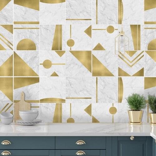 Funlife® Geometric Metallic Marble 2 Wall Sticker Decorative Self-Adhesive Tile Sticker for Bathroom Kitchen Backsplash Floor