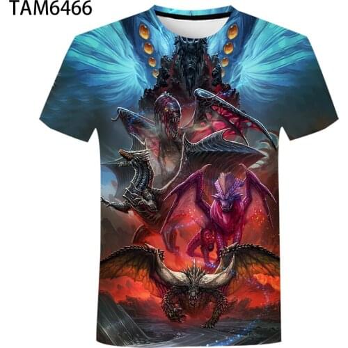Mens Womens T-Shirt Summer New anime Game Monster Hunter World 3D Printing Childrens Hip Hop Loose Casual Street Fashion Top