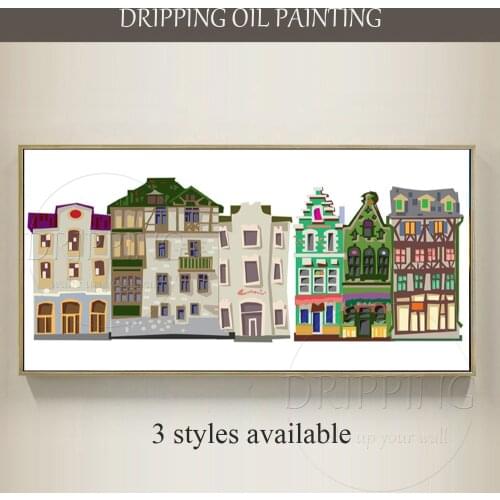 Artist Hand-painted High Quality Modern Wall Art Building Oil Painting on Canvas Modern Downtown City Landscape Oil Painting