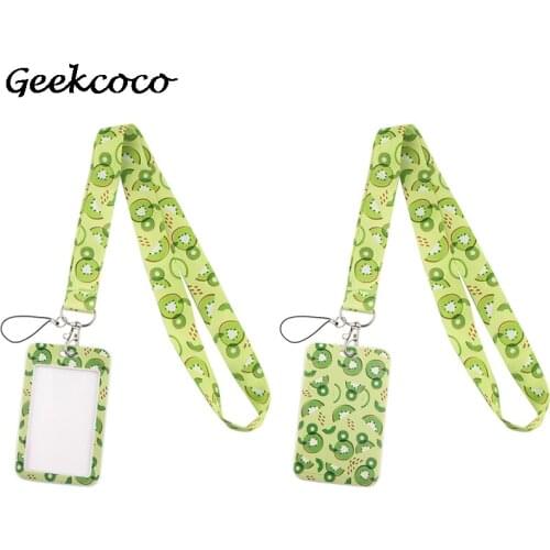 J2242 Cartoon Kiwi Fruit Card Holder ID Holder Bus Card Holder Staff Card With Lanyard