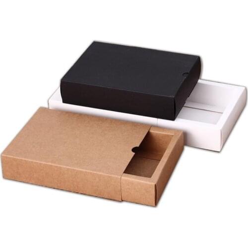 Kraft paper box black white paper drawer box for tea gift underwear biscuit packaging carton can be customized 8X8X4cm 12X9X3.3