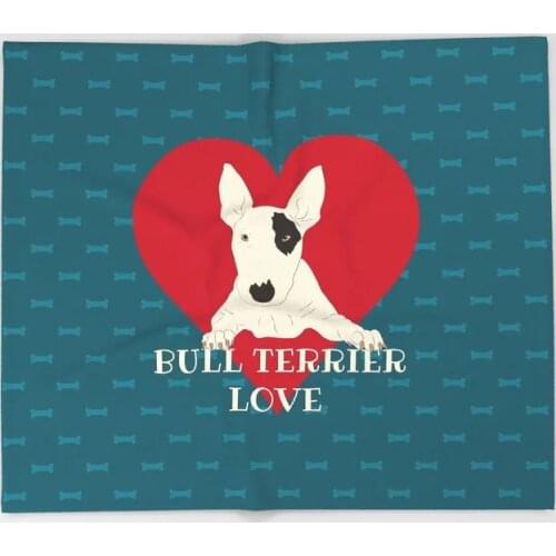 Dog Animal Cartoon Throw Blanket Cute Kids Design Bull Terrier Love Blankets for Beds Christmas Decorations for Home