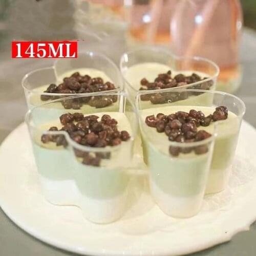 30pcs 145ml Disposable Plastic Heart-shaped Dessert Cup Dish Cake Jelly Pudding Cups Party Kitchen Accessories