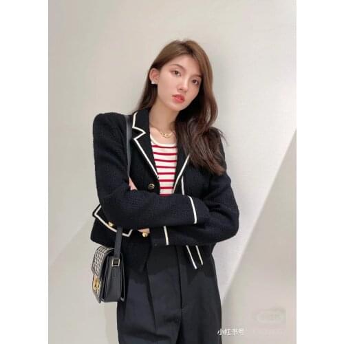 Autumn High 2021AW Qualtiy Women Black Wool Jacket Ladies Casual Fashion Coat Overcoat Ddxgz2 6.06