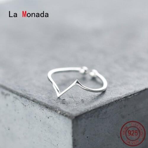 La Monada Open V Design Women Ring 925 Sterling Silver Minimalist Rings For Women 925 Silver Fine Jewerly Rings Woman Resizable
