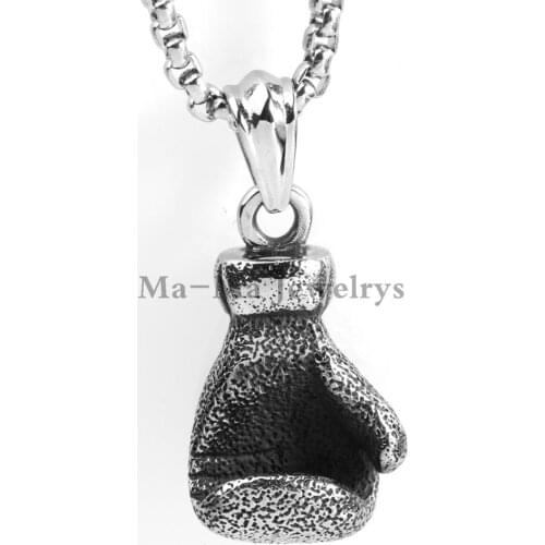 316L Stainless Steel Glove Pendant Necklace Mens Boxing Glove Fitness Sports Jewelry