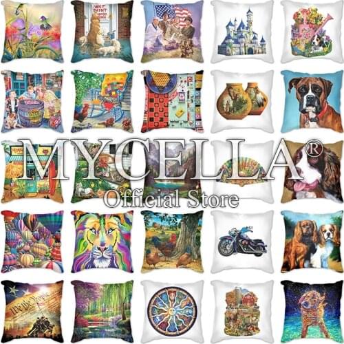 Landscape hot air balloon military flower Throw Pillow Case Home Decorative Pillowcase Tropical Plants Polyester Pillow Cover
