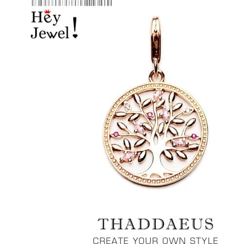 Tree of Love Pink Charms Pendant Europe Jewelry Findings Accessories 925 Sterling Silver Fashion Jewelry Gift For Women Girl