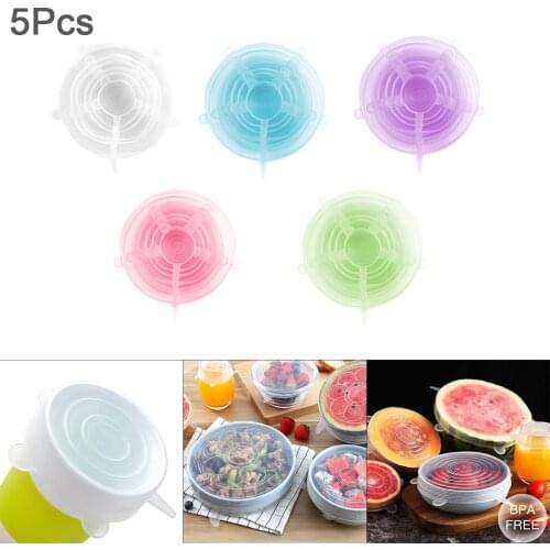 Portable 6pcs/set Thickened Universal Circular Silicone Stretch Food Preservation Cover Bowl Pot Lid for- 60 ~ 140 Centigrade