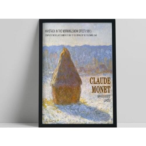 Claude Monet Scenery Poster, Grainstacks At The End Of Summer Morning Effect Oil Painting, French Vintage Monet Wall Stickers
