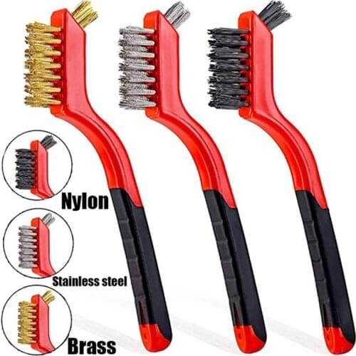Double Head Cleaning Brush Nylon/Brass/Stainless Steel Bristles Wire Polish Brush For Window Sill Sofa Door Air Conditioner Gap