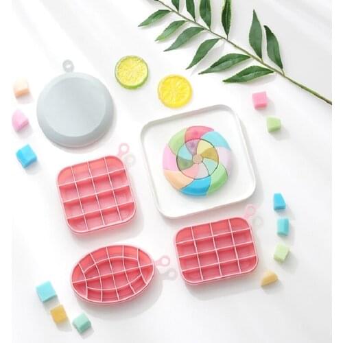 Silicone Ice Model with Lid Ice Cube Maker Round Shape DIY Ice Cube Tray Storage Box Grid Food Container Kitchen Bar Accessories