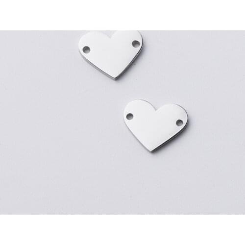 50pc 10*13mm Mirror Finish Stainless steel Small Heart Connector Charm For Necklace DIY Women Handmade Jewelry Making
