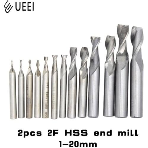 Special 2pcs HSS milling cutter for CNC machining center 2mm-20mm High speed steel metal processing drill for milling machine