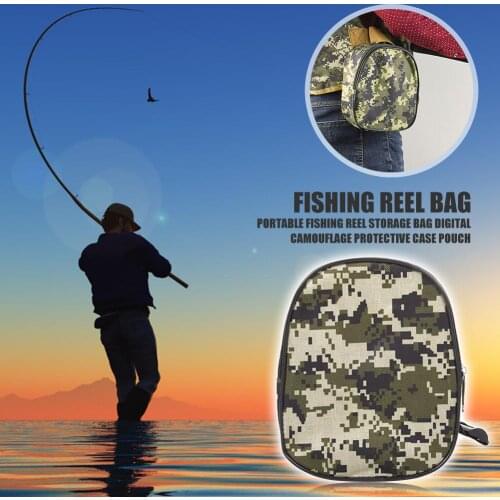Fishing Reel Bag Protective Case Digital Camouflage Protective Case Pouch Waterproof Fishing Reel Storage Bag Fishing Accessory