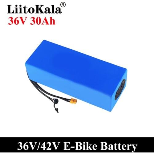 LiitoKala 36V 20Ah 30Ah 25Ah 15Ah 18650 Lithium Battery Electric Motorcycle Bicycle Scooter with BMS XT60 plug