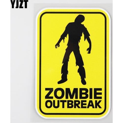YJZT 8.8CM×13.3CM Funny Warning Zombie OUTBREAK Decal PVC Car Sticker 12C-0354