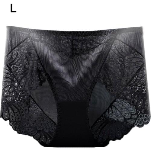 Peacock Lace Panties Women Transparent Briefs Sexy Solid Color Mid Rise Underwear Plus Size For 100 Kg Ultra Thin Mesh Lingerie
