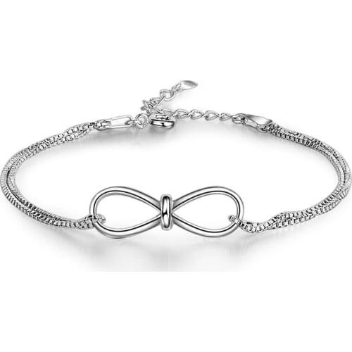 Romantic Bow Styling Jewelry Womens Fashion Bracelet Standard Sterling Silver Bracelet Lucky Bracelet