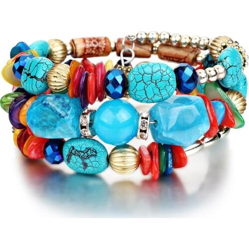 2021 Fashion Charm Jewelry Handmade Multilayer Crystal Bracelets for Women Vintage Cuff Bracelets Bangles Adjustable Bracelet