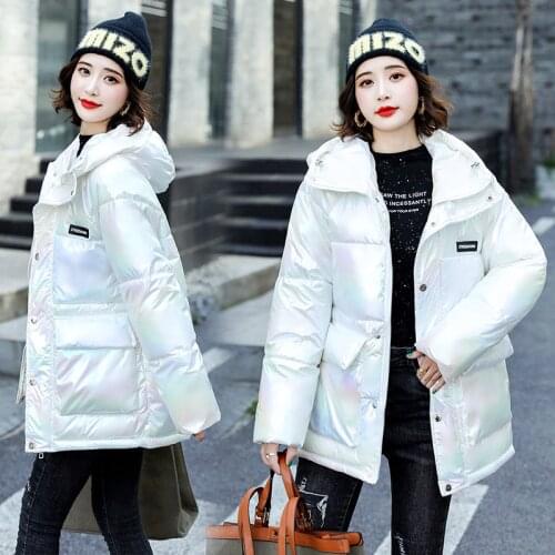 Winter Down Jacket Women Clothes Padded Coat Women Fashion Style zipper Short Jackets Parka Bright Outerwear Parkas Mujer 2021