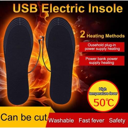 1 Pair USB Heated Shoe Insoles Foot Warming Pad Feet Warmer Sock Pad Mat Winter Outdoor Sports Heating Insoles Winter Warm