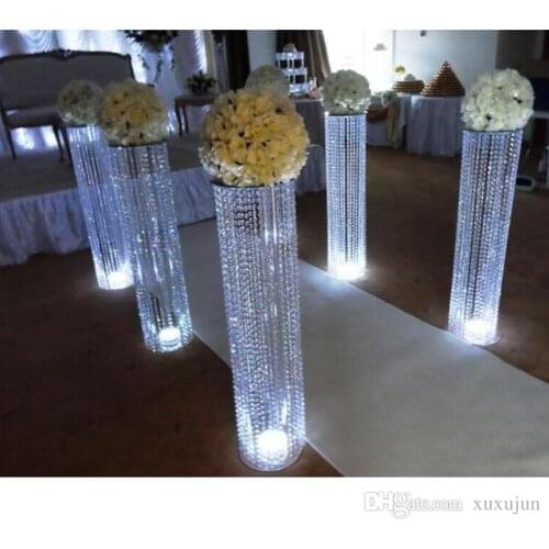 10pcs/lot New arrival 120cm tall 20cm diameter acrylic crystal wedding road lead wedding centerpiece event party decoration