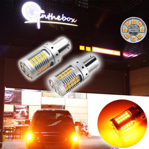 2PCS No Hyper Flash CAN-bus Amber BaU15s 7507 PY21W 48-SMD 3030 LED For Turn Signal Lights Bulbs,Error Free