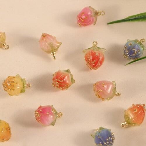 2PCS/set Jewelry Accessories 3D Strawberry Shape Earrings Pendants Handmade DIY Charms Jewelry Findings Components