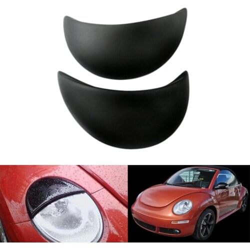 2PCS Matte Black Front Headlight Eyelids Eyelashes Covers for Beetle 1995-2011 HeadLight Eyebrows Trim