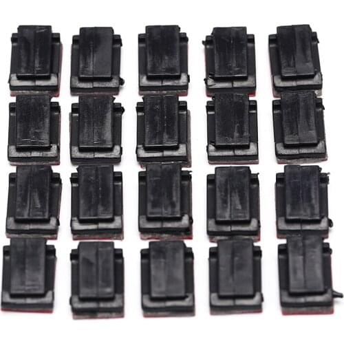 20pcs Black Adhesive Car Cable Clips Cable Winder Drop Wire Tie Fixer Holder Organizer Management Desk Wall Cord Clamps