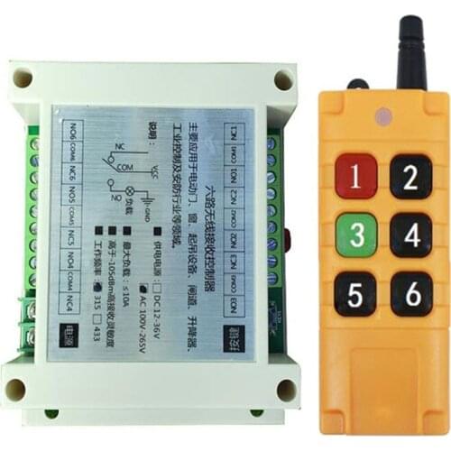 2000m AC110V 220V 250V 6CH 6 CH Wireless Remote Control LED Light Switch Relay Output Radio RF Transmitter And 433 MHz Receiver