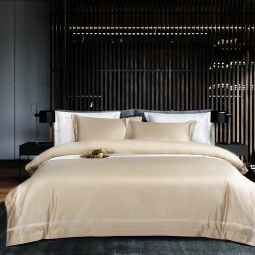 2019 White gray Egyptian cotton Duvet Cover Set Embroidery 4pcs Queen/King Size Bedclothes hotel Bedding Sets