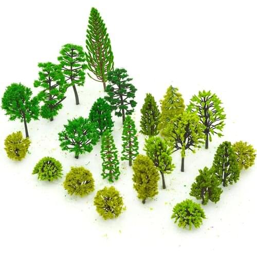 3-12CM HO N OO Scale ABS Model Tree Green Color Mixed Architectural Plastic Train Miniature Landscape Layout Materials